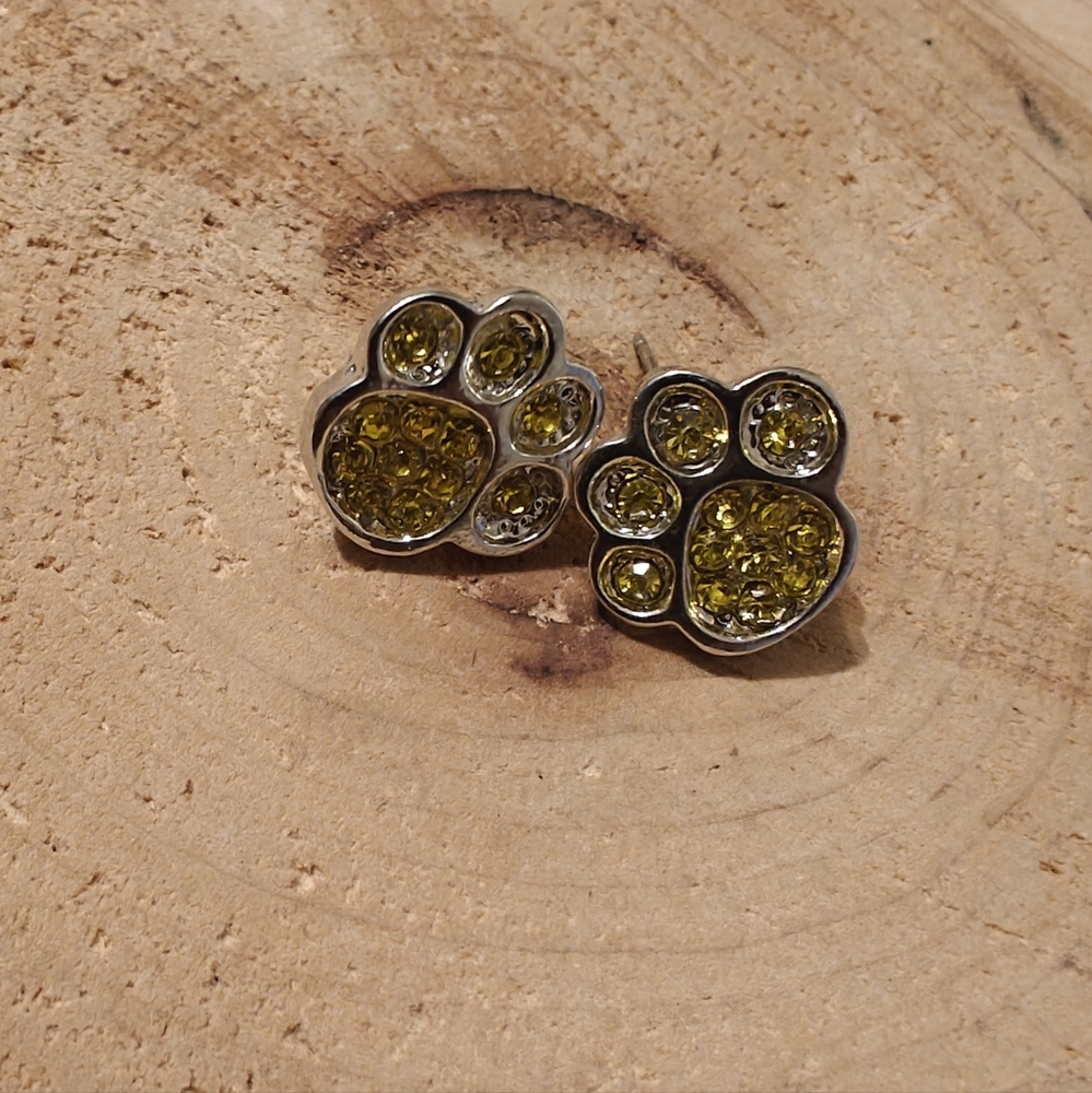 Golden Paw Print Earrings